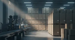 Интерьер современного кальянного производства или склада, акцент на профессиональное оборудование и порядок, без брендир