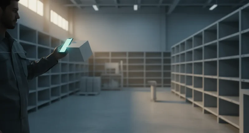 Человек сканирует код маркировки на упаковке табачной продукции в магазине или на складе