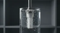 Крупный план погружной шахты кальяна с диффузором в воде, создающим мелкие пузырьки. Атмосферное изображение, подчеркива