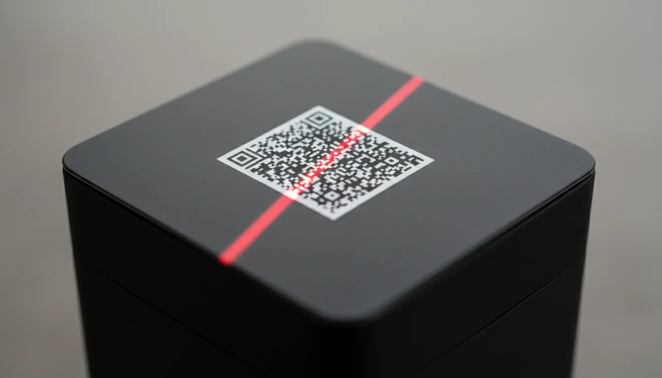 Крупный план Data Matrix кода на упаковке кальянного табака.