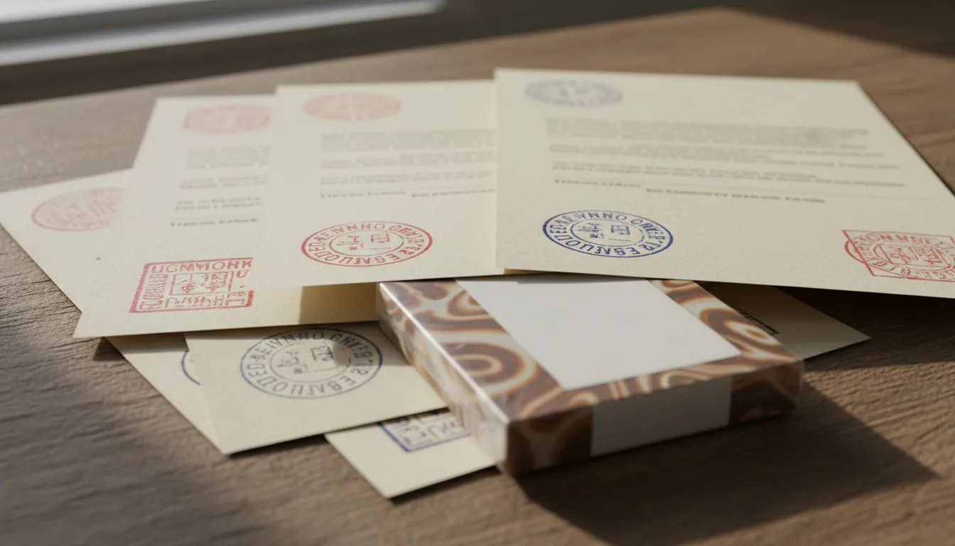 Стопка официальных документов, частично закрывающих упаковку продукта, символизирующая запрет.