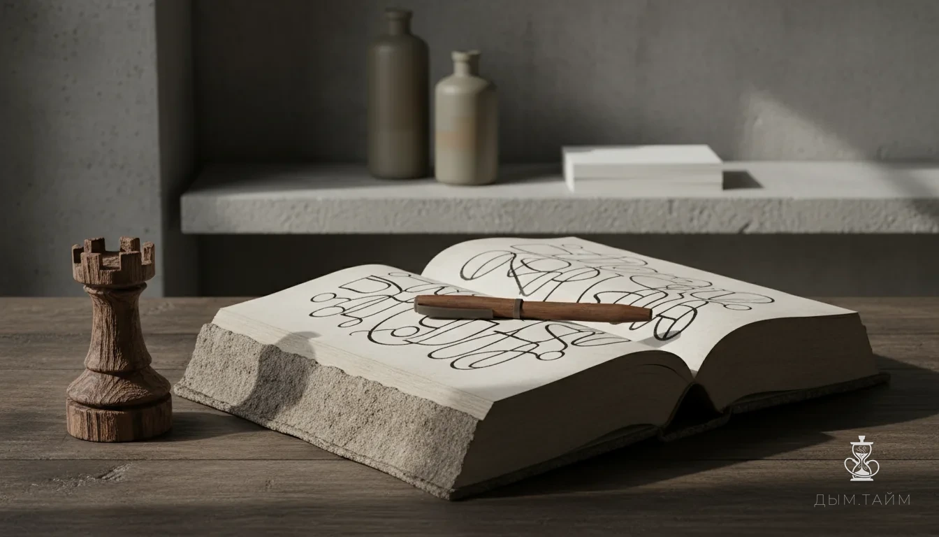 Legal code book, pen, and chess piece.