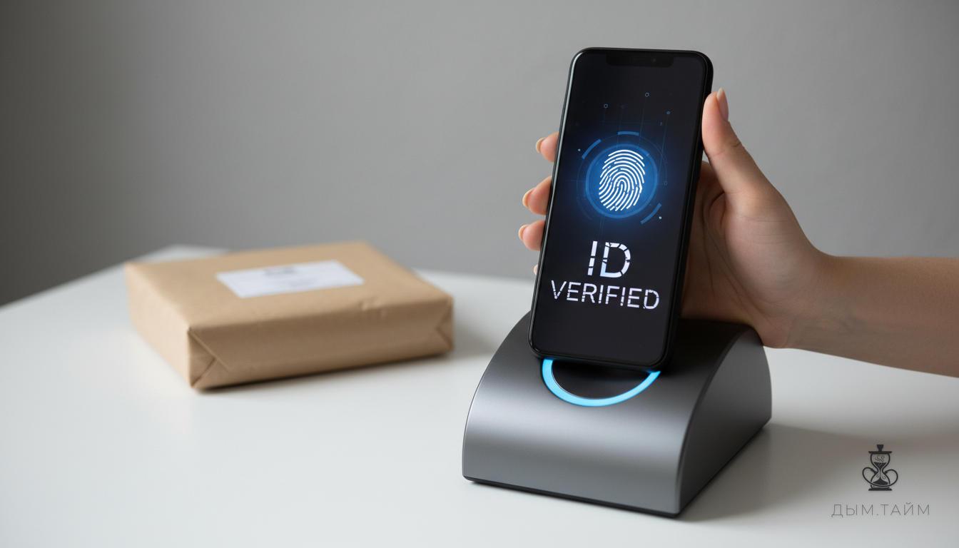 Цифровой ID на смартфоне сканируется устройством для проверки возраста.