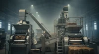 Производство кальянного табака на российской фабрике, вид на оборудование без людей