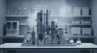 Лабораторное оборудование для анализа газов, с легким дымом на фоне, символизирующее исследование монооксида углерода