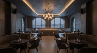Интерьер московской кальянной вечером, без посетителей