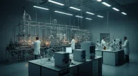 Лаборатория по разработке ароматизаторов для кальянной индустрии, колбы и пробирки