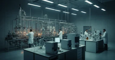 Лаборатория по разработке ароматизаторов для кальянной индустрии, колбы и пробирки