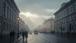 Вид на улицу Санкт-Петербурга с легкой дымкой, символизирующей изменения в индустрии вейпов.