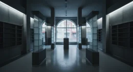 Пустой прилавок в магазине вейпов или кальянной, символизирующий возможные изменения в законодательстве после призыва Го