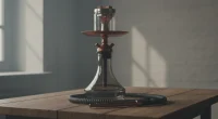 Кальянная установка на столе, с дымкой на фоне, в редакционном стиле