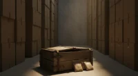 Склад с нелегальным табаком, коробки и открытый ящик с контрафактными пачками.