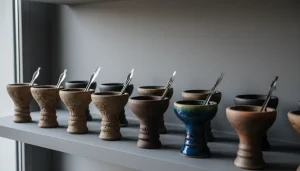 Различные типы кальянных чаш на рабочем столе мастера.