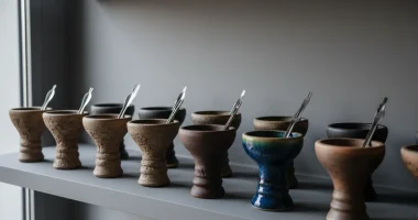 Различные типы кальянных чаш на рабочем столе мастера.