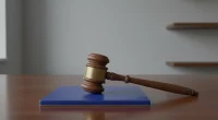 Молоток судьи лежит на стопке документов, символизируя законодательные процессы и регулирование в индустрии.